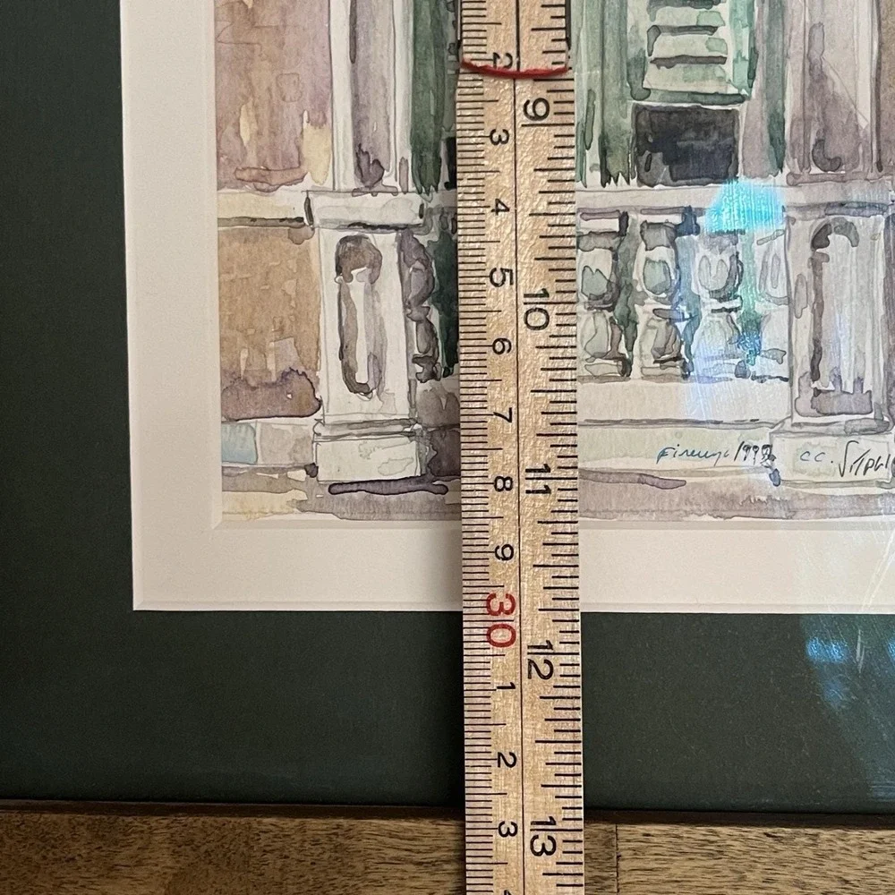 Watercolor Florence 1998 Villa Door Signed By Artist See Signature Beige Green - Picture 9 of 16